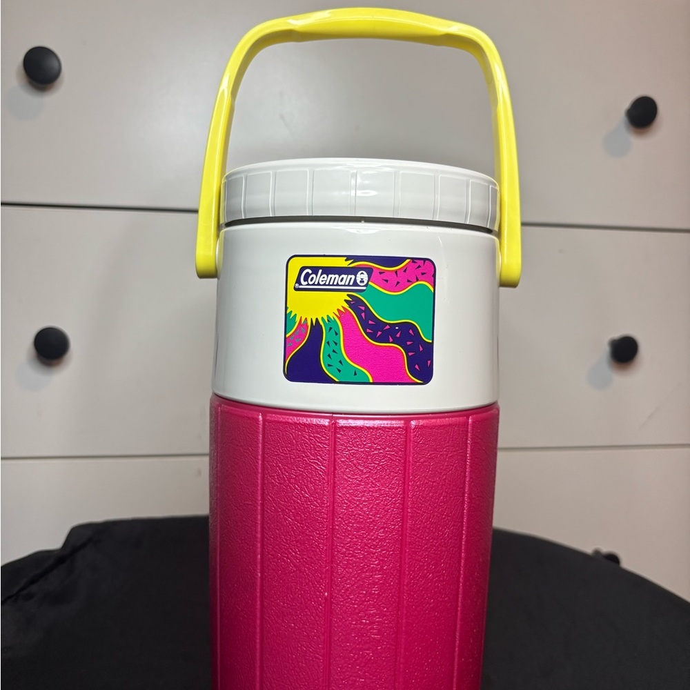 Vintage Coleman Pink and White Insulated Jug with sun logo